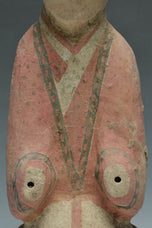 A HAN DYNASTY PAINTED POTTERY KNEELING ATTENDANT